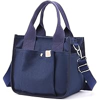 Small Canvas Tote Bag with Zipper, 2023 Canvas Multi-Pocket Crossbody Bag Purse Top Handle Satchel Handbags