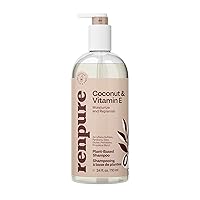 Renpure Plant Based Coconut and Vitamin E Moisturize and Replenish Shampoo - Ideal for Lifeless Hair - Leaves Hair Silky and Smooth - Rids Hair of Grime - Recyclable, Pump Bottle Design - 24 fl oz