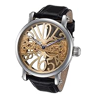 Gold Tone Skeleton Face Watch with Bridge Mechanical Movement