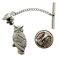 Owl Tie Tack ~ Antiqued Pewter ~ Tie Tack or Pin - Antiqued Pewter
