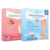 Foot Peeling Mask Strawberry 2 pack and Korean Foot Mask Moisturizing 2 Pairs