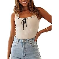 Imily Bela Womens Square Neck Tank Top Sleeveless Ribbed Slim Fitted Casual Basic Crop Top