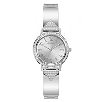 GUESS Ladies 32mm Watch - Silver Tone Strap Silver Dial Silver Tone Case
