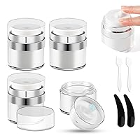 4-Pack 1.7oz Airless Pump Bottles - Empty Cosmetic Containers for Lotions and Creams, Airless Pump Jars with Scoop