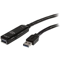 StarTech.com 32.8 ft Active USB 3.0 (5Gbps) Extension Cable with AC Power Adapter - Shielded - Male to Female USB 3.2 Gen1 Type A Extender (USB3AAEXT10M)