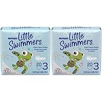 Swim Diapers Size 3 (16-26 lbs), Huggies Little Swimmers Disposable Swimming Diapers, 20 Ct (Pack of 2)