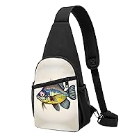 BREAUX Fly Yellow Fish Crossbody Chest Bag, Casual Backpack, Small Satchel, Multi-Functional Travel Hiking Backpacks