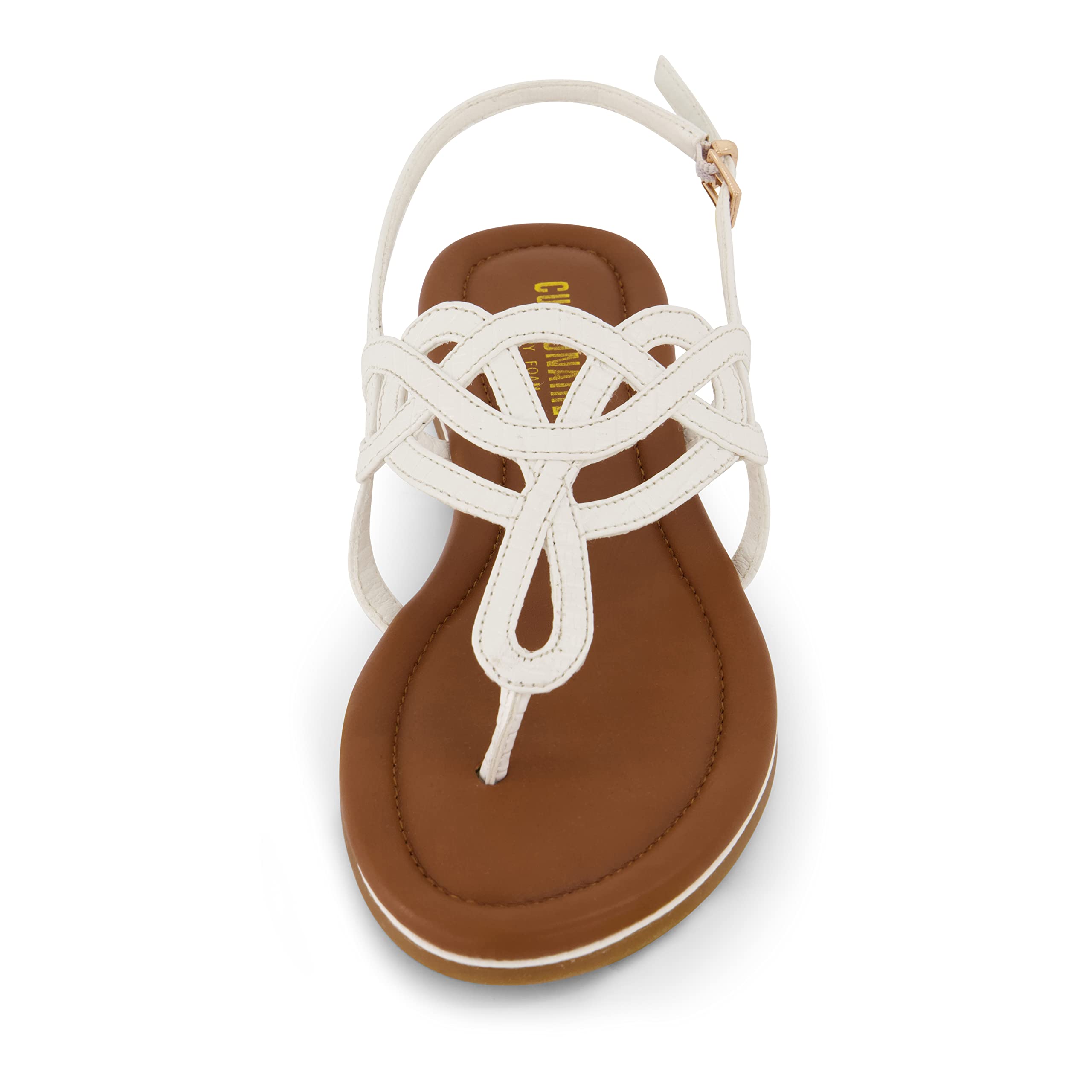 CUSHIONAIRE Women's Judit flat sandal +Comfort Foam, Wide Widths Available