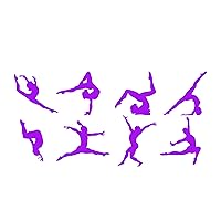 Gymnastics Poses Sticker Pack - 16 Cute Stickers - Gymnastics Gifts for Girls - Water Bottle Stickers- Car Sticker - Laptop Stickers - Stickers for Party Bags (28cm x 14cm Sheet, Purple)