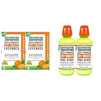 TheraBreath Dry Mouth Lozenges with Zinc, Mandarin Mint, 100 Lozenges (Pack Of 2) and Dry Mouth Oral Rinse, 16 Ounce Bottle (Pack Of 2)