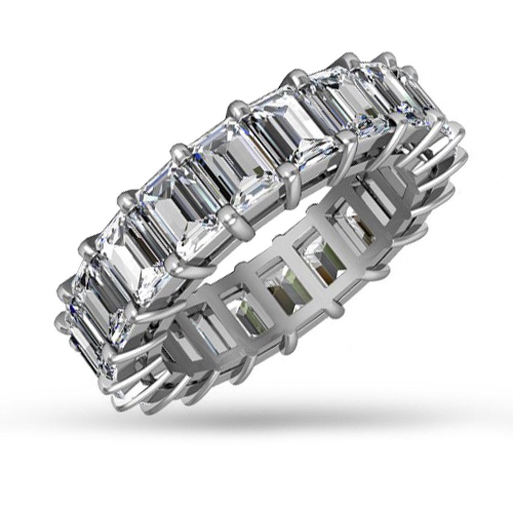 Madina Jewelry 5.00 ct Emerald Cut Diamond Eternity Wedding Band Ring in 14 kt White Gold