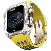 SKXMOD Watch Modification Kit, Luxury Watch Strap Kit for Apple Watch 8 Ultra 45mm Luxury Viton Strap Titanium Case for iWatch 7 8 45mm Upgrade Modification