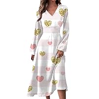 Spring Dresses for Women 2024 Casual V-Neck Long Sleeve Vintage Floral Print Sexy Tunic Summer Evening Party Dress
