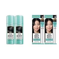 L'Oreal Paris Hair Color Root Cover Up Hair Dye Black 2 Ounce (Pack of 2) (Packaging May Vary) & Root Rescue Black 2 2PK