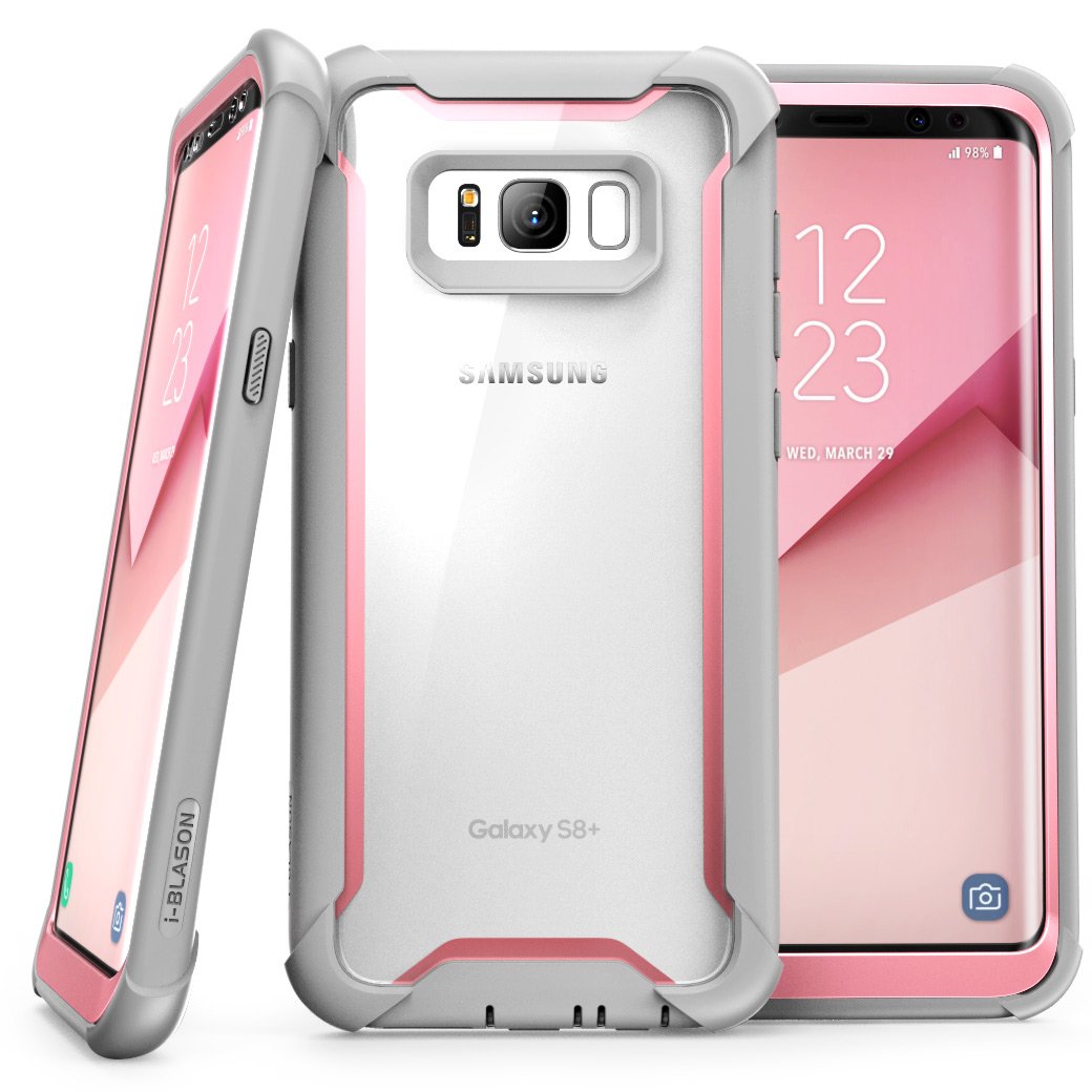 i-Blason Ares Designed for Galaxy S8 Case, Full-body Rugged Clear Bumper Case With Built-in Screen Protector for Samsung Galaxy S8 2017 Release (Pink)