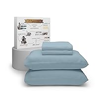 Purity Home Aqua Organic 100% Cotton Sheets for Queen Size Bed, Ultra-Soft 300 Thread Count 4-Piece Bed Sheets Queen Size, Percale Weave, Crisp Cool & Breathable Aqua Bed Sheets with 16