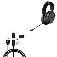 BoxWave Cable Compatible with ASUS TUF Gaming H3 Wireless - AllCharge 3-in-1 Cable for ASUS TUF Gaming H3 Wireless - Jet Black