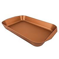 All American 1930 - Roast & Bake Pan with Premium Non-Stick - Copper (Orange) - Heavy-Duty & PFOA Free - Use for Easy Roasting & Baking - Also Use as Double-Burner Range-Top Griddle - Made in the USA