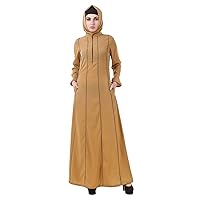 Abaya with Hijab Jilbab Islamic Clothing Maxi Dress Muslim Beige Burqa AY-621