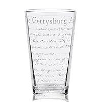 GETTYSBURG ADDRESS Engraved 16oz Pint Glass | Historic Speech Laser Etched Glassware | Beer Gifts, Engraved Drinking Glass, Retirement Gift for Men, Great Birthday Gift Idea!