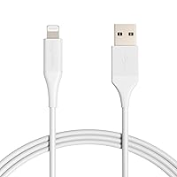 Amazon Basics 2-Pack USB-A to Lightning ABS Charger Cable, MFi Certified Charger for Apple iPhone 14 13 12 11 X Xs Pro, Pro Max, Plus, iPad, 10,000 Bend Lifespan, 6 Foot, White