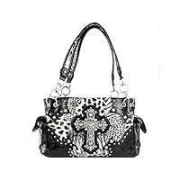 Premium Rhinestone Cross Buckle Leopard Handbag with Matching Wallets in 2 colors