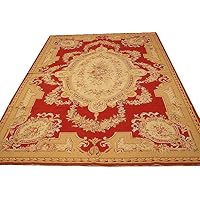 6' x 9' Red Aubusson Weave Rug 14858