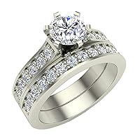 Classic Channel Engagement Ring Set Sparkling Diamond Wedding Set 1.10 ctw 14K Gold
