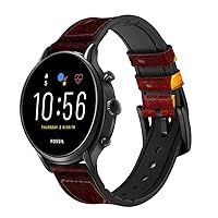 CA0063 Red Dragon Leather & Silicone Smart Watch Band Strap for Fossil Mens Gen 5E 5 4 Sport, Hybrid Smartwatch HR Neutra, Collider, Womens Gen 5 Size (22mm)