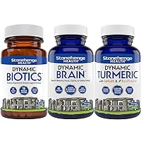 Stonehenge Health Dynamic Biotics Probiotic, Dynamic Brain, Dynamic Turmeric: Energy, Joints, Digestion, Cognitive Support, Memory, Focus, and Clarity
