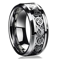 Men Tungsten Carbide Ring Dragon Pattern Wedding Band Ring Size 8 ring