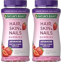 Nature's Bounty Optimal Solutions Advanced Hair, Skin & Nails Gummies, Strawberry, 80 Count (Pack of 2)