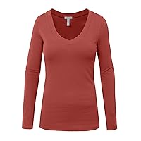 NE PEOPLE Womens Light Weight Basic Long Sleeve V Neck Casual T Shirt