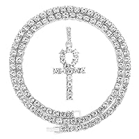 HH BLING EMPIRE Gold/Silver Diamond Cross Pendant Necklace for Men Women-Iced Out Chains with Cross Necklace 24 Inch