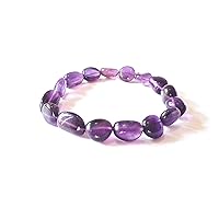 92 CT, Natural Purple Amethyst Stretchable Bracelet 7 inch Endless, Smooth Tumble, Beads Size 10x6 To 16x8 MM, Adjustable Bracelet