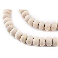 TheBeadChest Cream Abacus Natural Wood Beads (8x12mm): Organic Eco-Friendly Wooden Bead Strand for DIY Jewelry, Crafts, Necklace and Bracelet Making