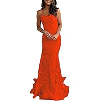 Women's Mermaid Prom Dresses Spaghetti Straps Sequin Appliques Evening Party Gowns Homecoming Dresses Long