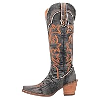 Dingo Womens Texas Tornado Embroidery Snip Toe Casual Boots Knee High Mid Heel 2-3