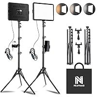 2-Pack LED Video Light Kit, NiceVeedi Studio Light, 2800-6500K Dimmable Photography Lighting Kit with Tripod Stand&Phone Holder, 73