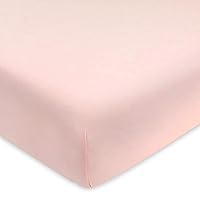 HonestBaby Fitted Crib Sheets Fits Standard Mattress Bassinet, Mini Prints 100% Organic Cotton Baby Boys, Girls, Unisex, Pink Salt Fitted Crib Sheet, One Size
