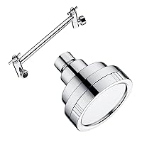 BRIGHT SHOWERS High Pressure Rain Showerhead Fixed Shower Head and Matching 5 Inch Universal Shower Head Extension Arm