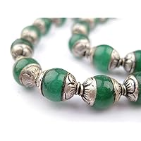 TheBeadChest Capped Jade with Silver Gemstone Beads, Full Strand of Round Nepalese Stone Beads, Great for DIY Jewelry Necklace & Bracelet Making