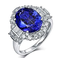 14K White Gold Top AAAA Natural Tanzanite Engagement Rings Diamonds Wedding Band for Women Promotion