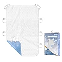 Washable Bed Pads with 8 Sturdy Handles 34”×52” Extra Large Reusable Underpads 4-Layers Leakproof Chucks Pads Washable for Incontinence (1 Pack; Blue)