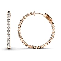 Natural Diamond Inside-Out Hoop Earrings 1.32 ctw 14K Rose Gold