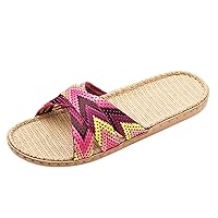Womens Linen Slippers House Slipper Linen Summer Beach Shoes Indoor Beach Slides Sandals Slippers