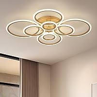 Modern LED Ceiling Light, Gold 8 Rings Flush Mount Ceiling Light, 4000K Lighting Fixture Ceiling Lamp for Kitchen, Bedroom, Living Room, Dining Room