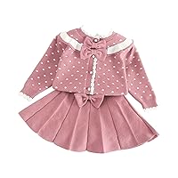 Premature Outfits Girl Sleeve Sweater Set Fashion Preppy Knit Two Dresses Outfits Welcome Home Baby Girl (RD1, 3-4 Years)