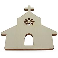 Unfinished Wooden Church Shape Cutout DIY Craft 4.9 Inches
