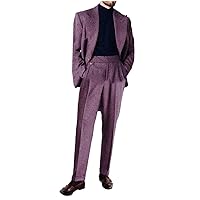 Men's Herringbone 2-Piece Suit Peak Lapel Jacket Trousers Tuxedos Banquet Dinner